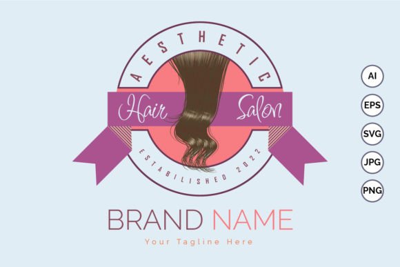 Aesthetic Hair Salon Logo Design Template: Graphics & Logos