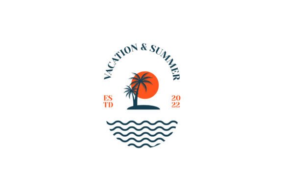 Beach Vacation Logo Design Template: Graphics & Logos
