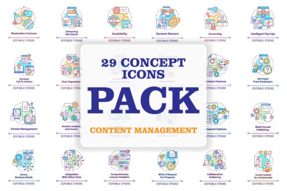 Content Management Icons: Modern Graphics for Digital Brands