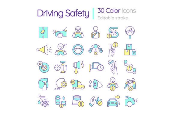 Driving Safety SVG Icons: Graphics for Sellers