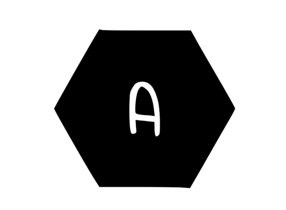 Hexagon Shape with Playful Mono a: Graphics for Crafts