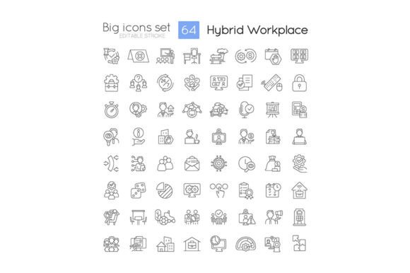Hybrid Workplace Icons & Graphics for Modern Design