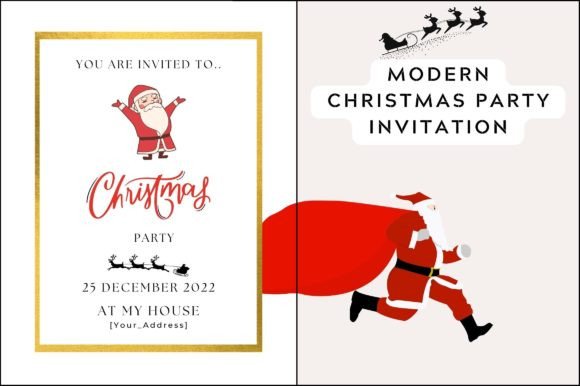 Modern Christmas Party Invitation Card: Graphics & Templates
