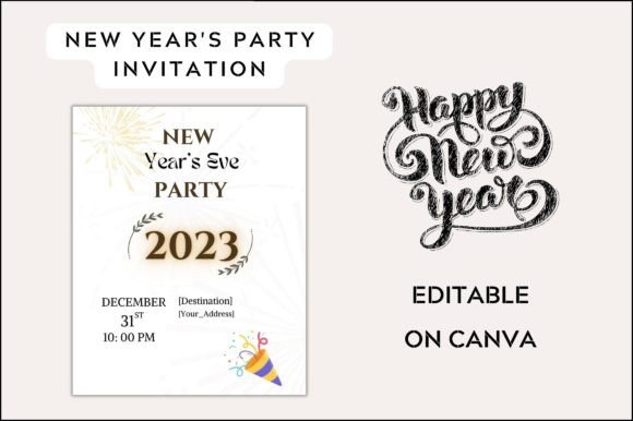 Print New Year Party Invite for Everyone: Graphics & Graphic Templates