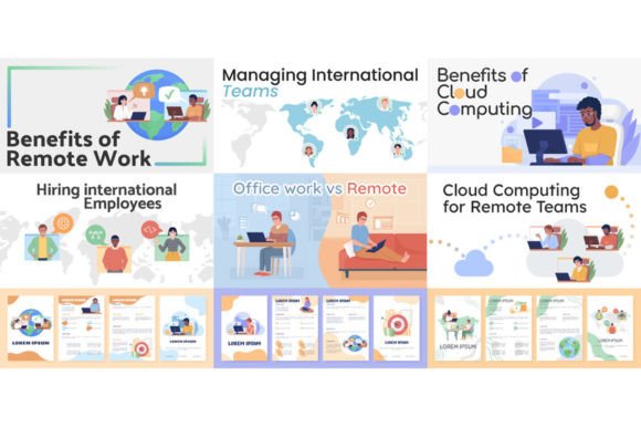 Remote Work Graphics: Flat Vector Banner & Illustrations