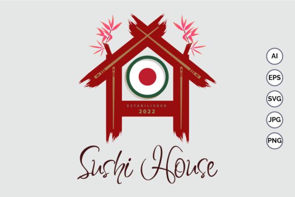 Sushi House Logo: Premium Graphics for Food Logos